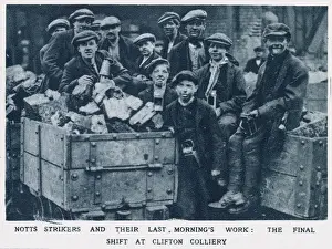 1920 Prints: Notts strikers and their last mornings work: The final shift at Clifton Colliery