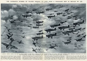 Carry Prints: Number of planes needed to land 1000 men by G. H. Davis