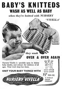 Knitting Prints: Nursery Viyella advertisement, 1939