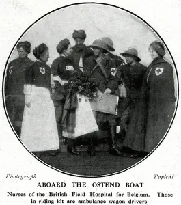 Drivers Prints: Nurses on board boat for Belgium, WW1
