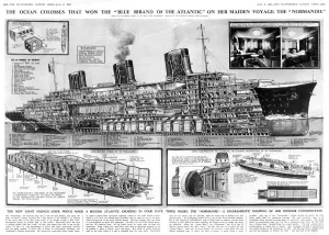 G H Davis Illustrations Prints: The ocean liner Normandie by G. H. Davis