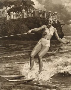 Pastimes Prints: Off the Point de la Vieille at Monte Carlo, water skiing