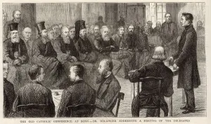 Meeting Prints: The Old Catholic conference at Bonn. Dr. Dollinger addressing a meeting of the delegates