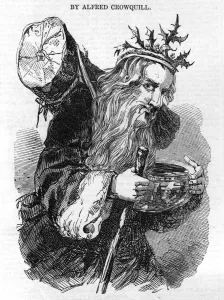 Head Prints: Old Father Christmas with the Yule Log