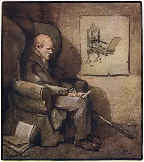 John Prints: An old printer sits in an armchair contemplating the fact that modernisation has made him