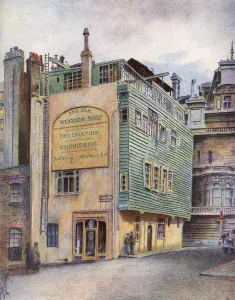 Shops Prints: Old wooden shop at corner of Charles Street, Mayfair