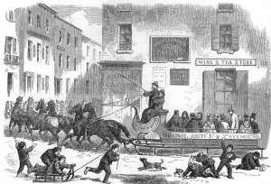 1864 Prints: An Omnibus Sleigh, New York, 1865