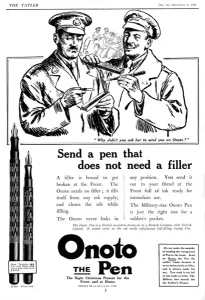 Letters Prints: Onoto Pen Advertisement, World War One