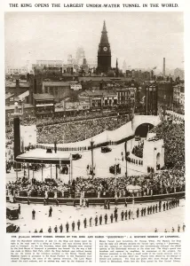 Opens Prints: Opening Mersey Tunnel, Liverpool with Birkenhead 1934