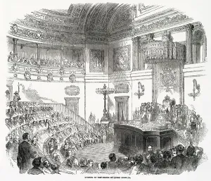 Opening Prints: Opening of the Spanish cortes by Queen Isabella. Date: 1850