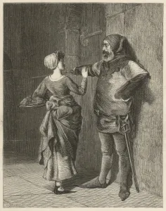 Entering Prints: Against Orders: A gaoler bars a woman from the cell