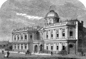 Prints of Engraving showing the exterior of the Oriental Baths, Victoria Street, Westminster, London November Prints: The Oriental Baths, Victoria Street, London, 1862