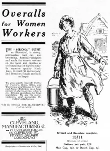 Overalls Prints: Overalls for Women Workers, WW1