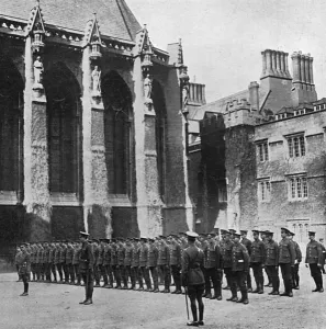 Drilling Prints: Oxford University under arms, drilling in the quadrangle
