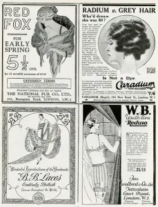 Undergarment Prints: Page of adverts in The Tatler 1927