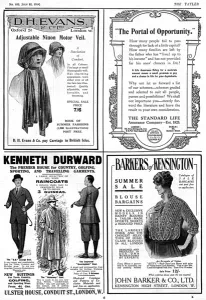 Blouse Prints: A page of adverts from The Tatler, dated 22nd July 1914