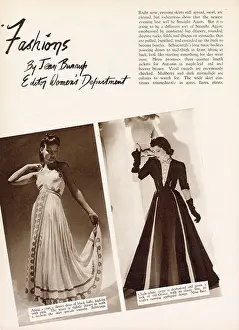 Clothing Prints: Page from Britannia and Eve with a Nina Ricci dress in white with Grecian style embroidery