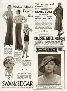 Camel Prints: Page of fashion adverts 1933