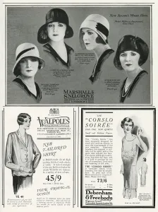 Advertisements Prints: Page of fashion adverts - February 1930