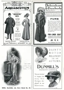 Advertisements Prints: Page of fashion adverts - October 1909