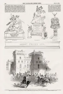 June Prints: Page from the Illustrated London News, 14th June 1845, featuring Ascot prizes the Royal