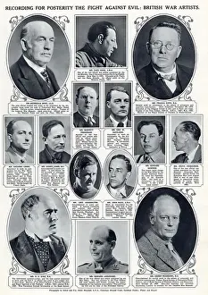 John Prints: Page from The Illustrated London News featuring a number of official war artists engaged in recording for posterity