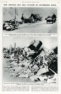 1940 Prints: Page from the Illustrated London News showing the piles of possessions belonging to