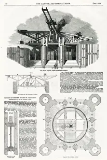 1850s Prints: A page from The Illustrated London News, showing the progress of the new