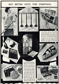 Gift Prints: Page from The Illustrated London News suggesting ideas for British goods for Christmas