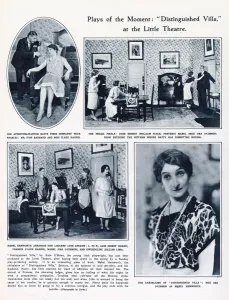 Twenties Prints: Page from The Sketch featuring photographs of scenes from the play, Distinguished Villa