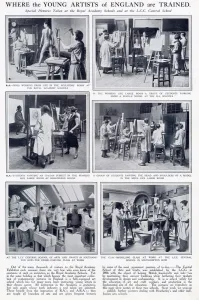 Central Prints: Page from The Sphere reporting on art students at the Royal Academy
