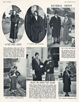 March Prints: Page from The Tatler, 28th March 1934: Riviera News featuring Madame van der Heyden Hauzeur