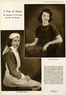 Harold Prints: Page from The Tatler featuring sisters Myra and Georgina Wernher