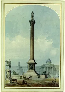 Trafalgar Prints: Painting of the Nelson column, Trafalgar Square