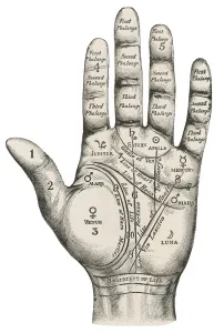 Numbers Prints: Palmistry map of the hand