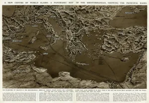 European Prints: Panoramic map of Mediterranean by G. H. Davis