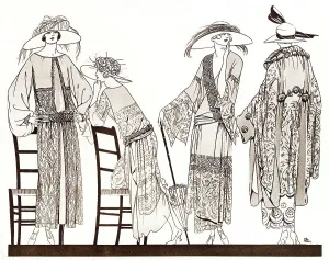 1923 Prints: Parisian frocks of satin, georgette and lace. Date: 1923