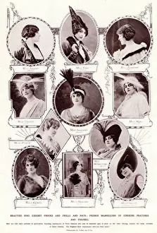 Feathered Prints: Parisienne models wearing fashionable feathered hats 1914