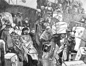 Driving Prints: Passengers boarding an Emigrant Ship, Britain, 1870