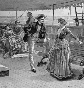 Liner Prints: Passengers on the deck of a liner, 1887