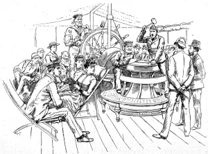 December Prints: Passengers on the deck of a Trans-Atlantic steamer, 1888