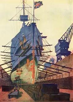 Dock Prints: Patching a Blister (a bulb of steel along the sides of the keel designed as a defence against torpedoes)