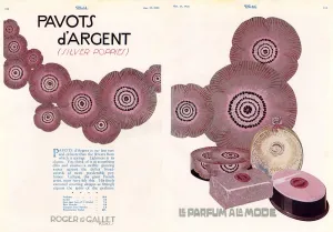 Roger Prints: Pavots d Argent fragrance advertisement, Roger & Gallet