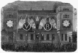 Garter Prints: Peace Illuminations in Pall Mall at end of Crimean War