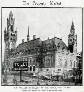 Dutch Prints: Peace Palace at The Hague, To Let, WW1