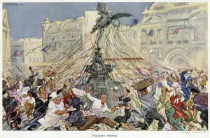 Eros Prints: People dancing the maypole round Eros in Piccadilly