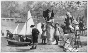 Sailing Prints: People by the Serpentine, Hyde Park, Central London