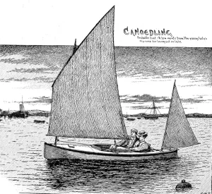 Sailing Prints: Two people using a Sailing Kayak, Britain, 1898