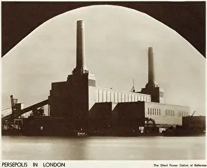 1933 Prints: Persepolis in London. View across the River Thames of Battersea Power Station