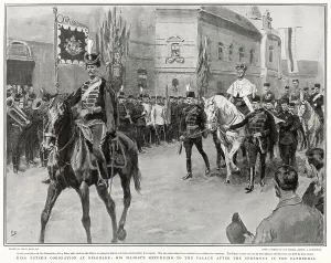 Event Prints: Peter I of Serbia riding horseback from his coronation at St